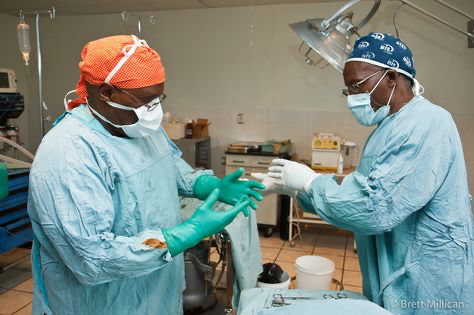 Doctors getting ready for procedure