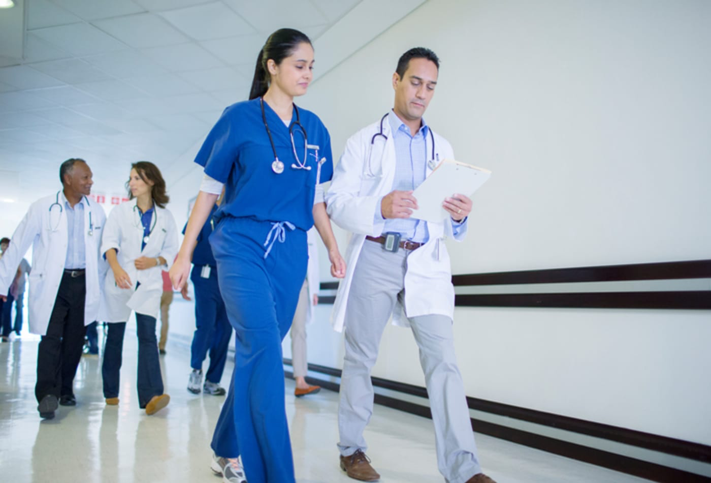 Doctors walking in a hospital
